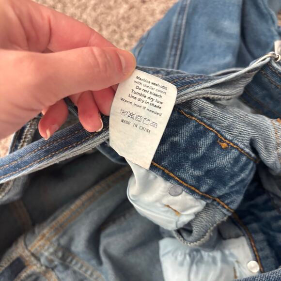 Barrel Leg Denim Overalls Sz XL Horseshoe Jean Jumpsuit Blue - Picture 6 of 15